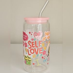 Self Love 16oz Clear Beer Can Glass Cup